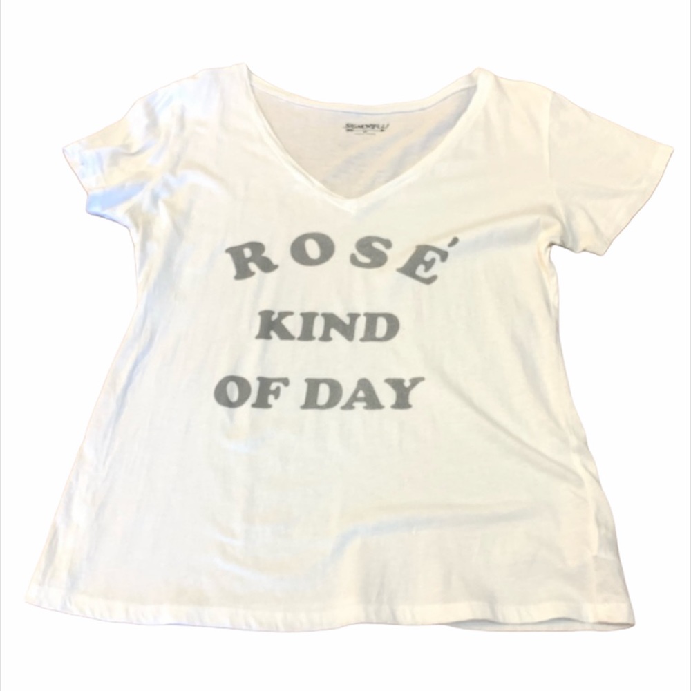 Signorelli “Rose Kind Of Day” White V-Neck T-Shirt